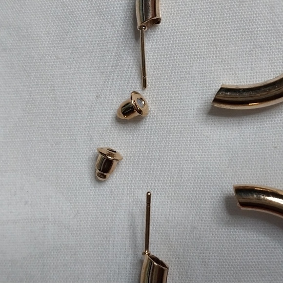 Pierced gold tone hollow hoop earrings - Picture 10 of 10